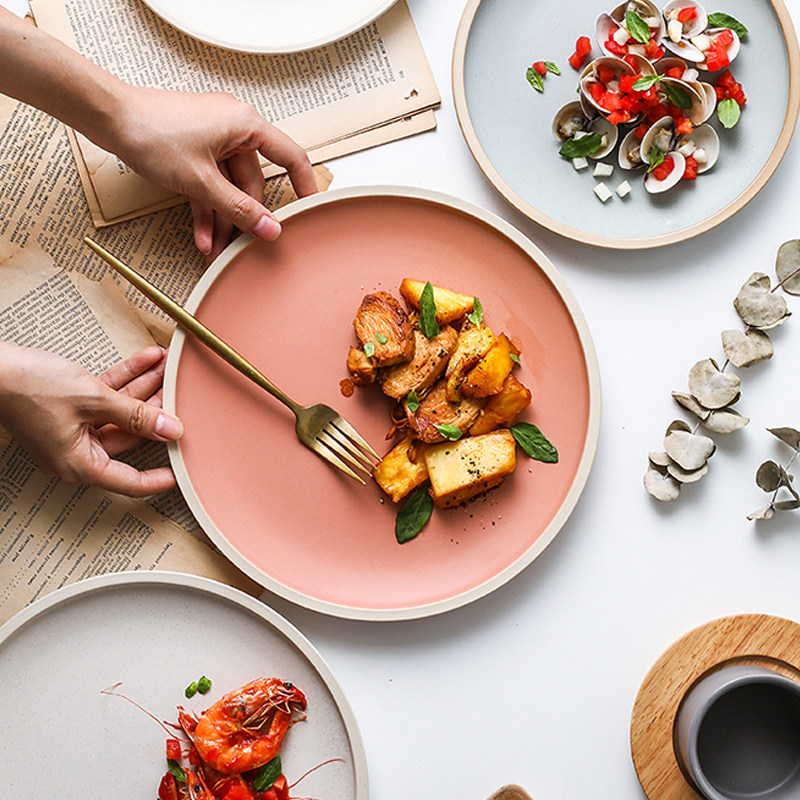 Ins Nordic creative simple ceramic four color tableware plate