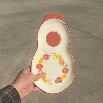 手作陶瓷大鱼盘釉下彩餐盘菜盘水果零食盘酒店餐具摆盘