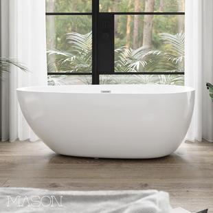 薄边小户型一体独立浴缸 1.7米 家用成人蛋形亚克力浴盆1.3m