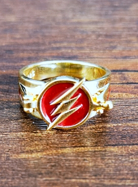 DC漫画 美剧Flash 闪电侠同款戒指 925纯银滴油红色变身翻盖款