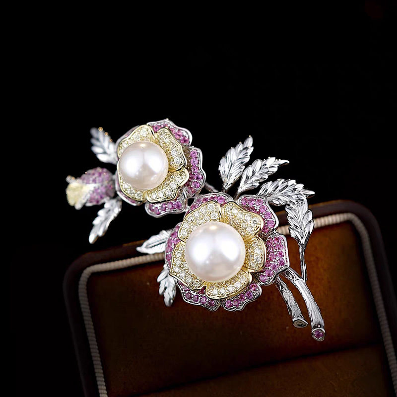 丨一折专区丨轻奢高档双色金牡丹花胸针优雅复古大气镀金花束别针