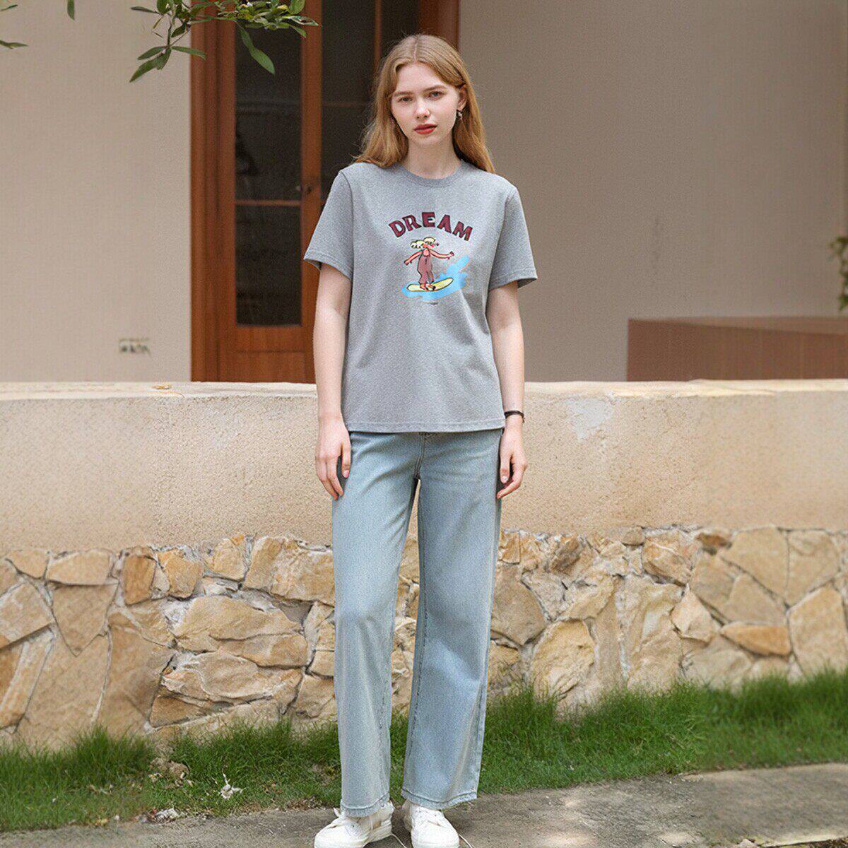 【柚】100棉搞怪印花正肩显瘦T恤品牌撤柜折扣26春新款休闲短袖女 - 淘宝联盟商品