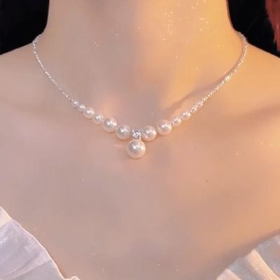 小钻珍珠碎银子项链女轻奢高级感