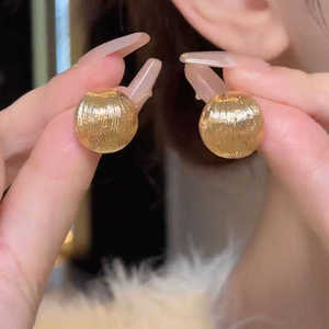 复古冷淡风金属半球大耳环女欧美