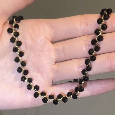 日韩轻奢黑色水晶项链法式时尚