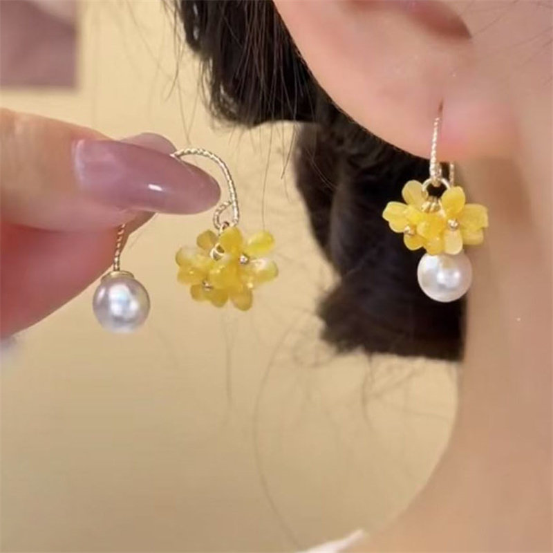 超仙桂花流苏珍珠耳环新中式甜美