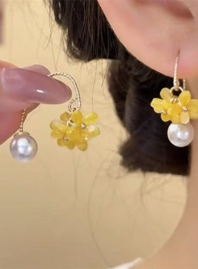 超仙桂花流苏珍珠耳环新中式甜美