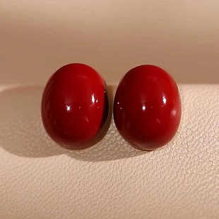 银针红色豆豆耳钉新款爆款耳环女轻奢高级感气质大气独特耳饰百搭