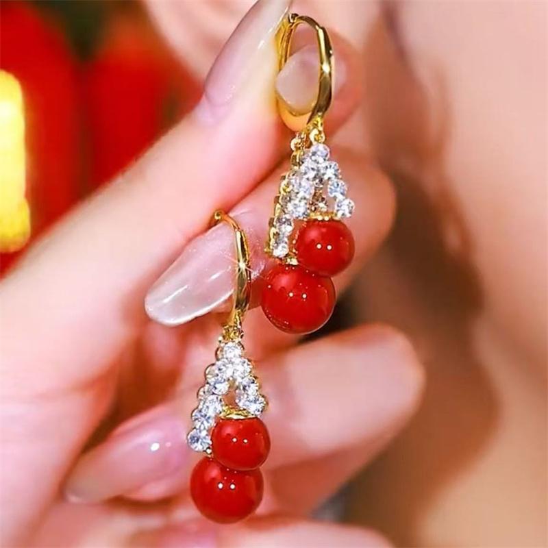 三角锆石珍珠耳环高级感耳扣设计