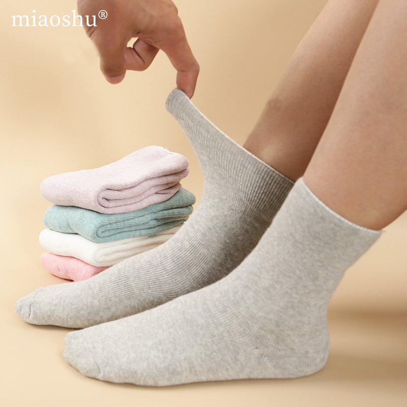老年人松口袜女冬季加厚保暖纯色棉袜孕妇月子袜宽松口不勒脚妈妈