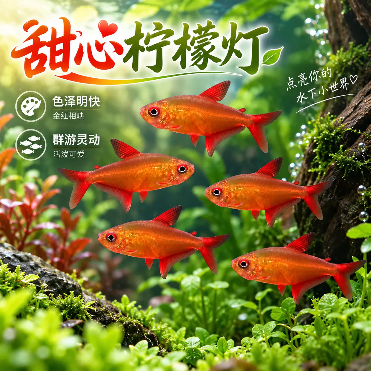 甜心柠檬灯鱼巴西南美灯科小型鱼
