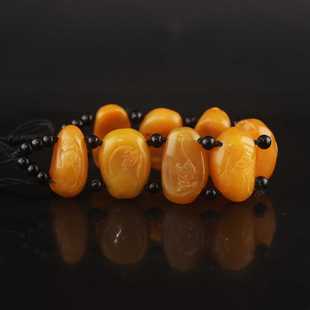 北部田黄石原石有福手链手串金田黄金冻石和田玉篆刻手工艺品包邮