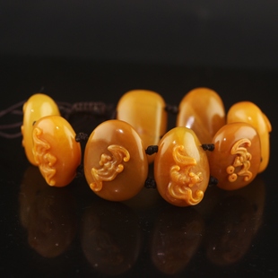 田黄石福在眼前蝙蝠手玩珠串真天然玉石文玩手串收藏送礼自用精品