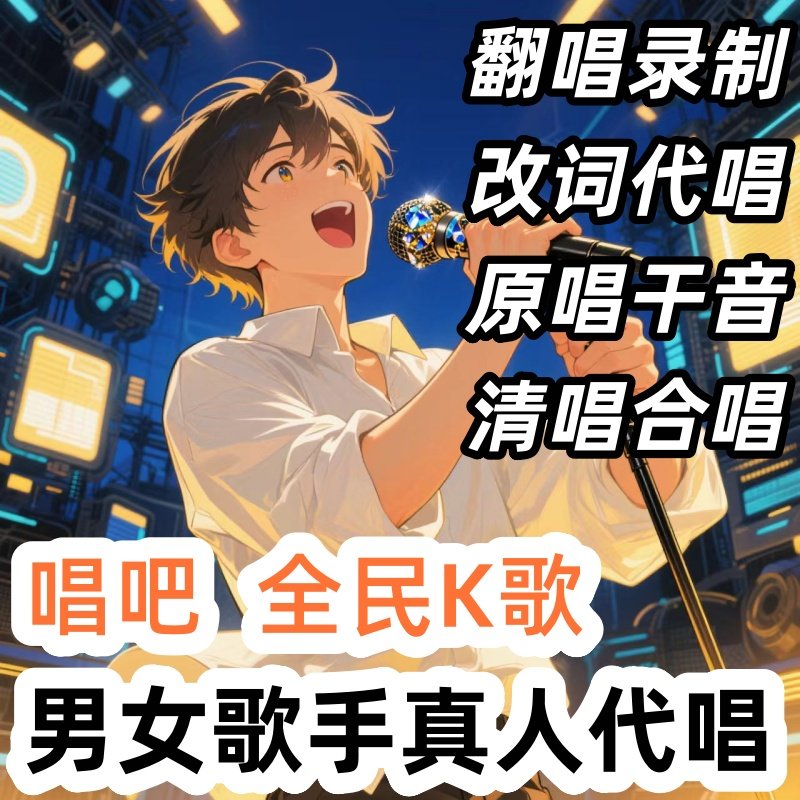 代唱录音翻唱抖音游戏直播歌手登录原创歌曲音乐古风原创流行定制