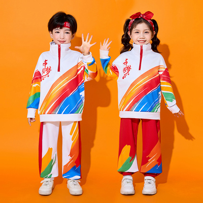 儿童啦啦队演出服小学生运动会服装班服中国风幼儿园舞蹈表演服