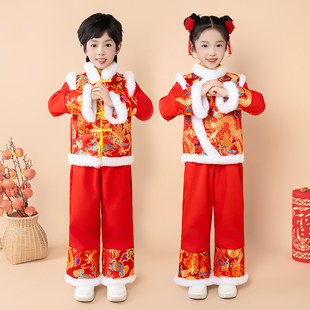 元 旦儿童喜庆演出服中国风秧歌服开门红灯笼舞蹈表演服拜年服女童