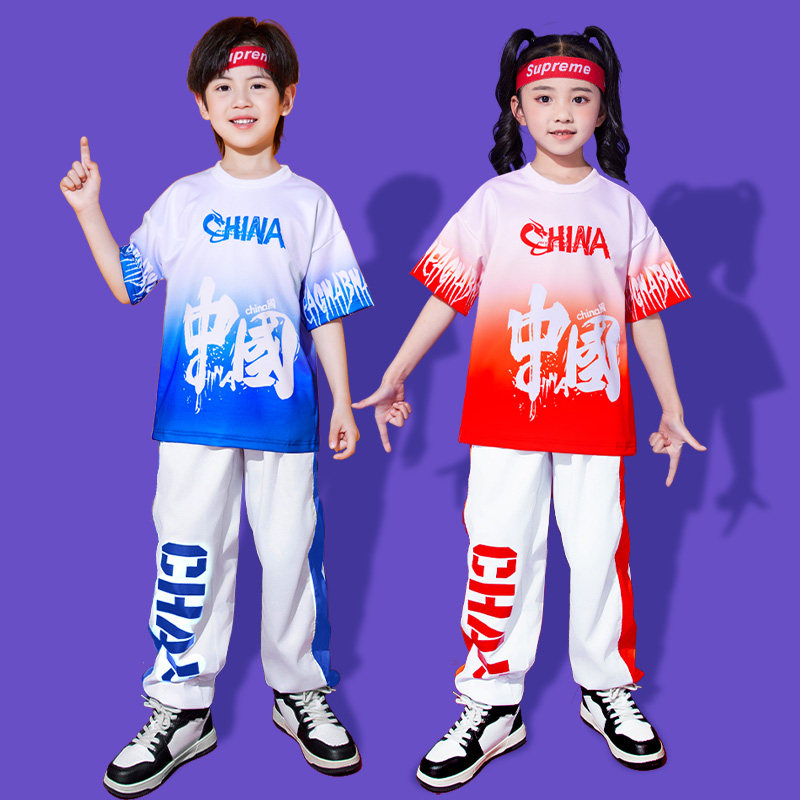 儿童啦啦队演出服小学生运动会服装中国风套装女童爵士舞表演服