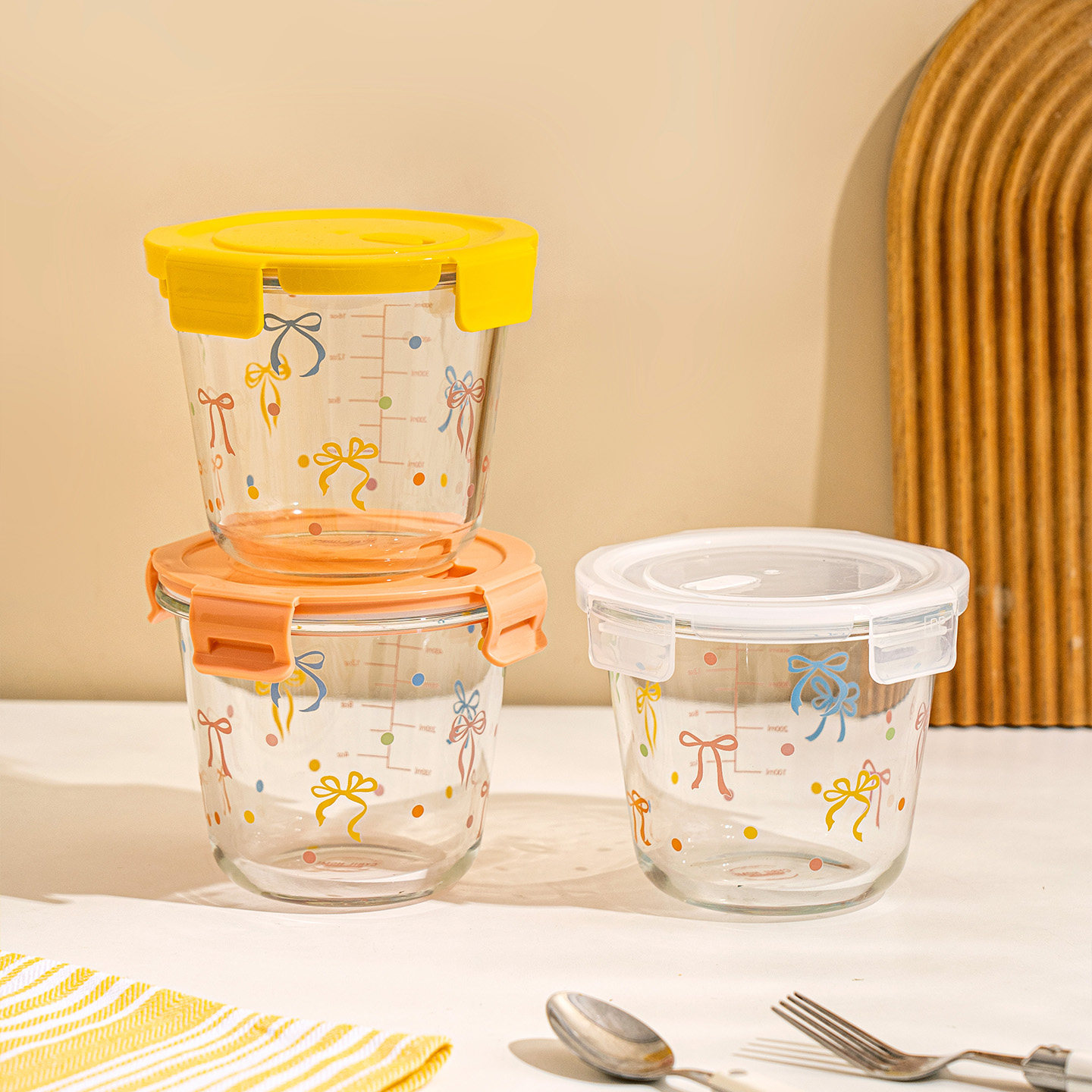 ezicok玻璃饭盒高硼硅玻璃上班族办公室带饭便当微波炉加热保鲜碗