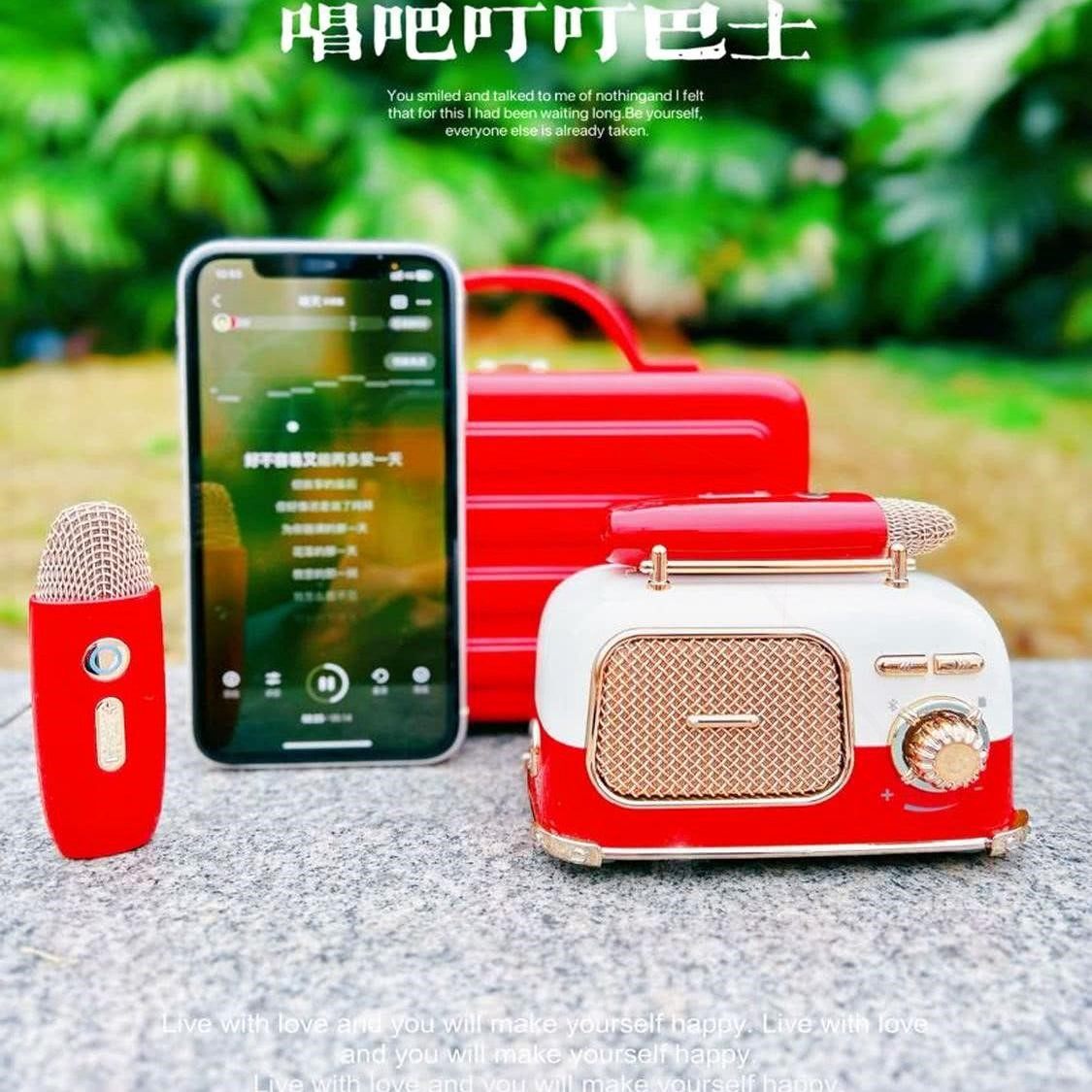 唱吧叮叮巴士L2迷你k歌音箱蓝牙响家庭ktv音响套装小型家用唱歌音