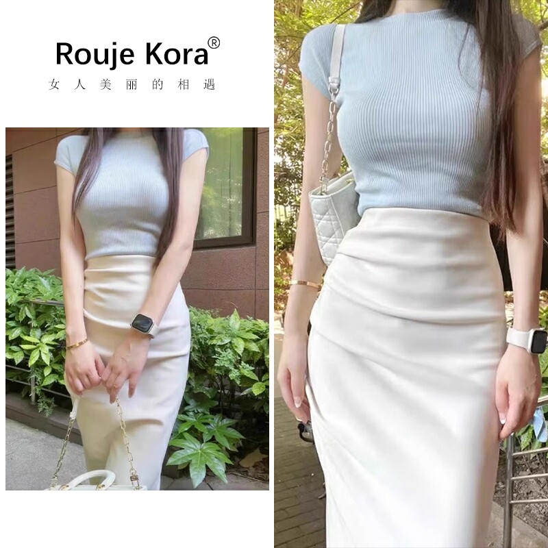 ROUJE KORA高级感法式气质小香风御姐风包臀连衣裙半身裙套装女夏