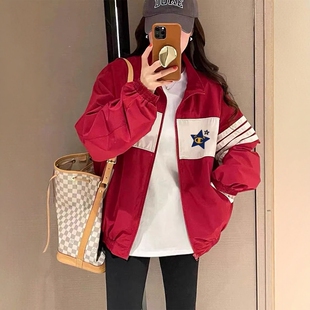 外套情侣夹克衫 季 拼接宽松冲锋衣女拉链立领开衫 时尚 冠军春秋新款