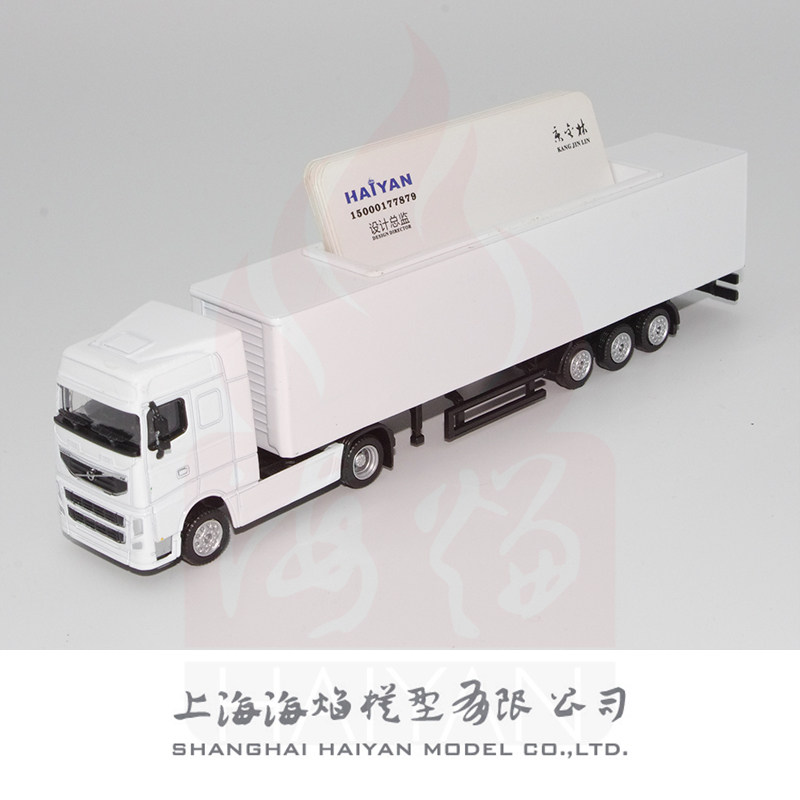 1:87纯白色Volvo沃尔沃车头合金材质货柜运输创意名片盒卡车模型