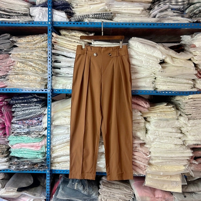 裤子女款春夏遛弯裤高腰休闲裤舒适高腰宽松女式直筒裤九分长裤子