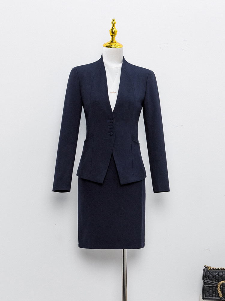 高端职业西装套装女春秋气质正装酒店前台工作服马甲空姐物业工装