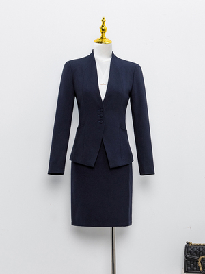 高端职业西装套装女春秋气质正装酒店前台工作服马甲空姐物业工装