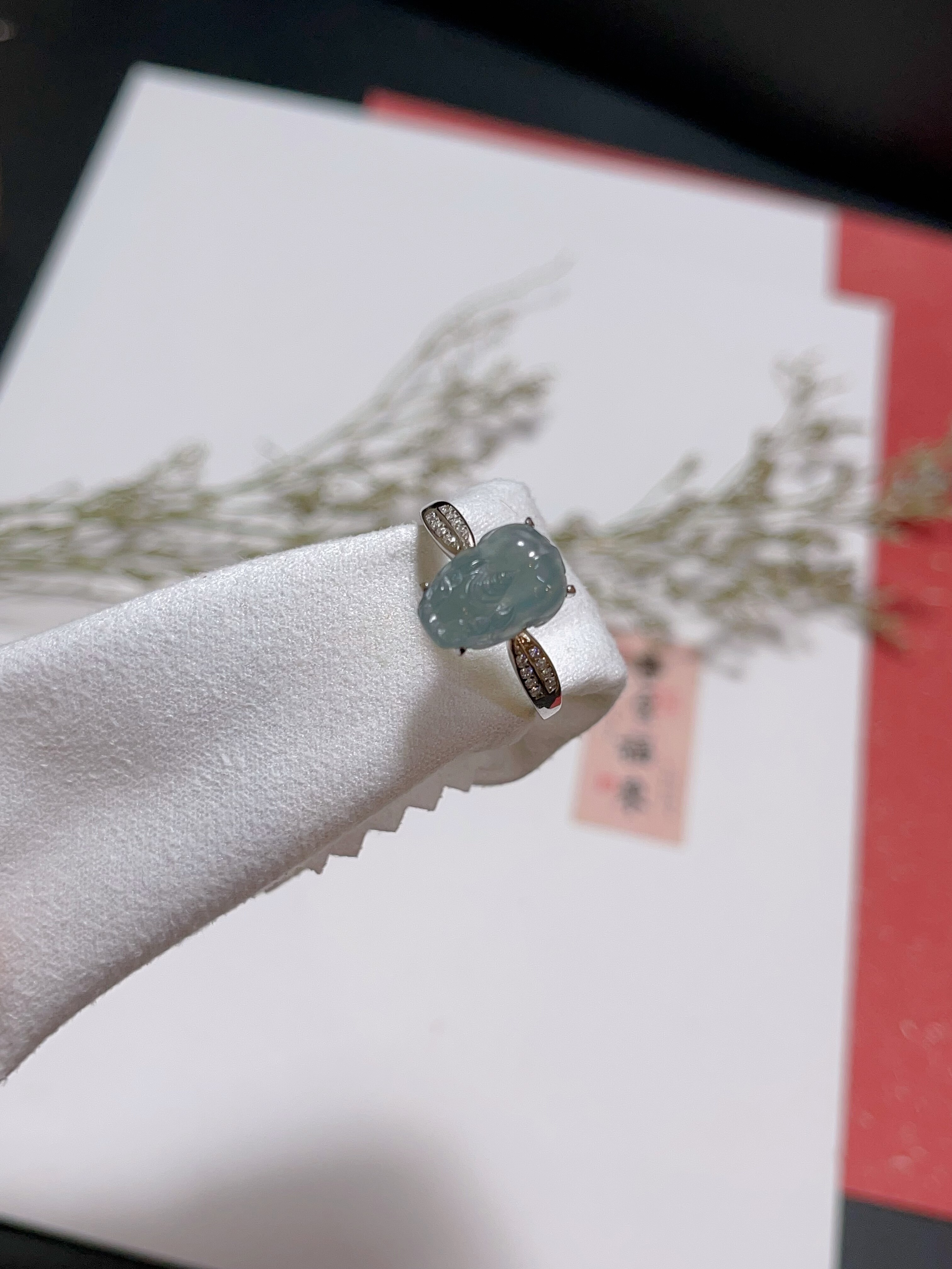 玖紫 925银冰种翡翠貔貅戒指 带证书 送礼盒礼物推荐