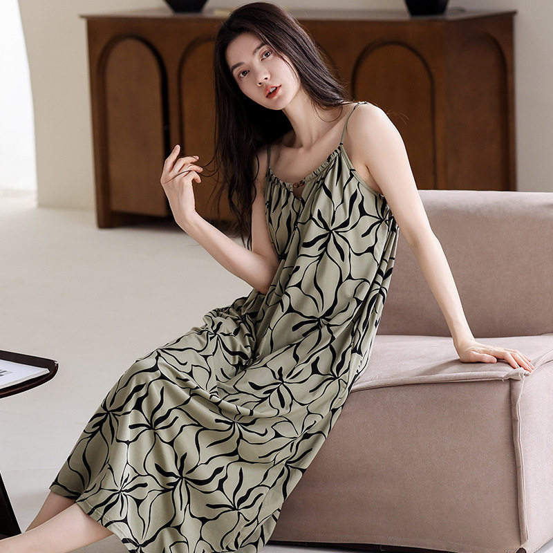 2025夏季新品跨境爆款莫代尔【带胸垫】吊带睡裙睡衣女休闲家居服,女士内衣/男士内衣/家居服,睡袍/浴袍,淘宝优惠券,粉丝福利购,淘宝优惠卷