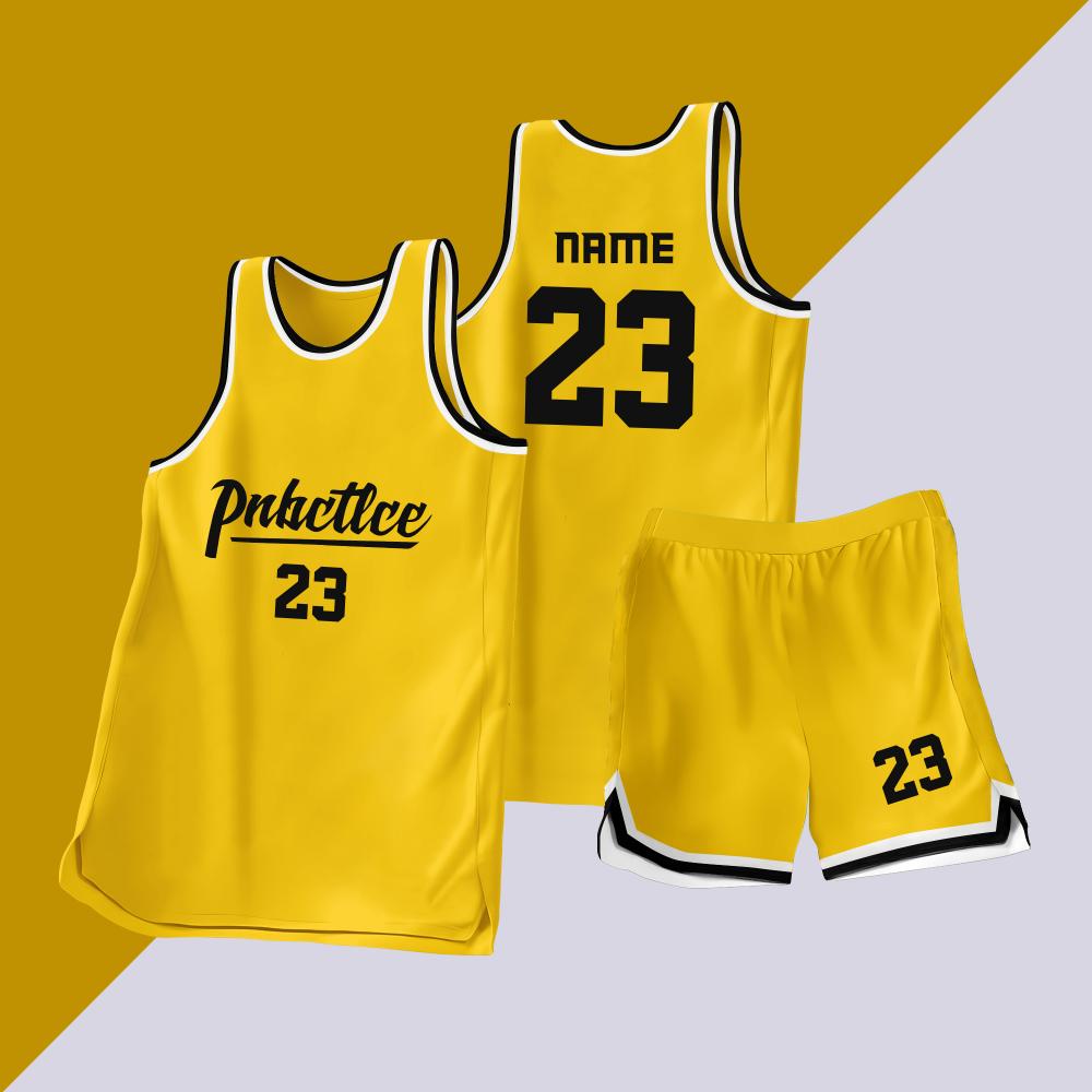 全身数码定制印刷成人儿童篮球服套装球衣比赛训练队服LB108 黄色