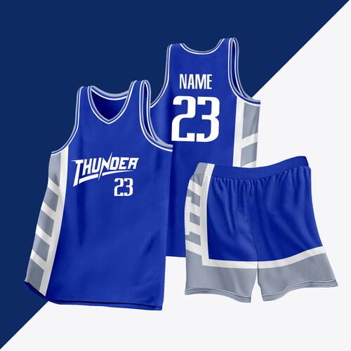 全身数码定制印刷成人儿童篮球服套装球衣比赛训练队服LB106 彩蓝