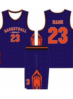 全身数码定制印刷成人儿童篮球服套装球衣比赛训练队服LB017 紫色