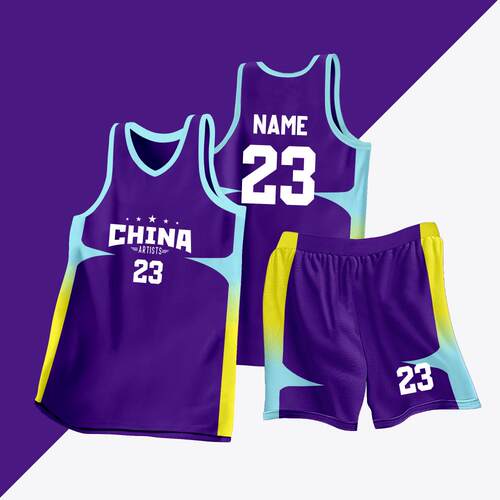 全身数码定制印刷成人儿童篮球服套装球衣比赛训练队服LB109 紫色