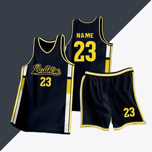 全身数码定制印刷成人儿童篮球服套装球衣比赛训练队服LB111 黑色