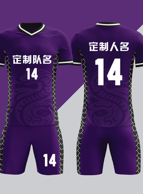 全身数码定制印刷成人儿童足球服套装球衣比赛训练队服LBZ134紫色