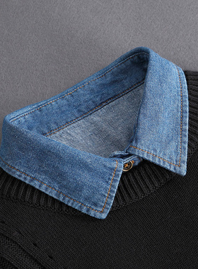 假领子女百搭假领秋冬季内搭打底棉质蓝色多功能假衣领方领小尖领