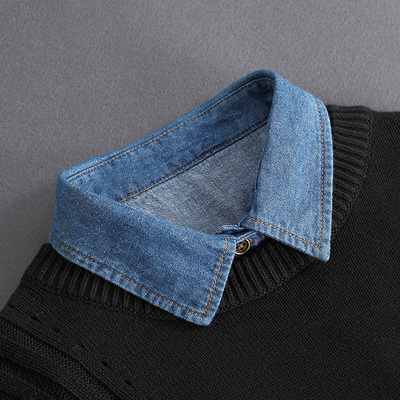 百搭风打底棉质蓝色多功能假衣领