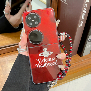 适用华为pocket2手机壳新款pockets折叠屏软胶防摔全包外壳p50pockets专用保护套渲染红色水钻星球创意超薄壳