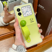 渐变色笑脸适用华为novaflip手机壳圆珠手带新款 女软胶防摔保护套 flip简约款 Nova Flip小折叠屏超薄外壳nova