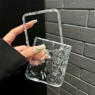 适用小米mixflip手机壳新款水波纹透明壳mixflip2超薄硬外壳MIX Flip折叠屏防摔男女款高级感个性简约保护套
