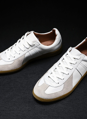 德国训练鞋小白鞋男女款真皮休闲鞋 德训GAT手工头层牛皮简约板