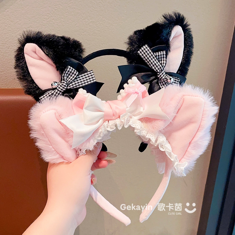 可爱毛绒猫耳儿童发箍