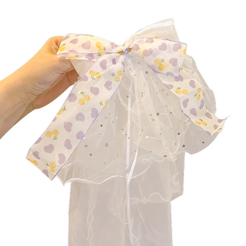 公主头纱女童宝宝生日皇冠头饰小女孩发饰花童发卡儿童蝴蝶结发夹