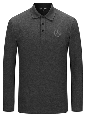 新款奔驰车间T恤春秋季长袖灰色POLO衫汽修工作服维修售后工装