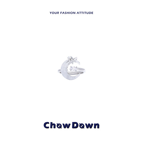 CHOWDOWN潮度原创星芒月牙戒指