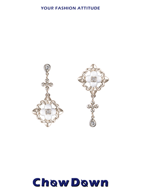 CHOWDOWN原创irises鸢尾系列不对称耳钉925银针精致小香风耳饰女