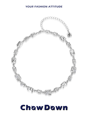 CHOWDOWN原创液态金属感肌理方块锁骨链女小众设计高级感甜酷辣妹