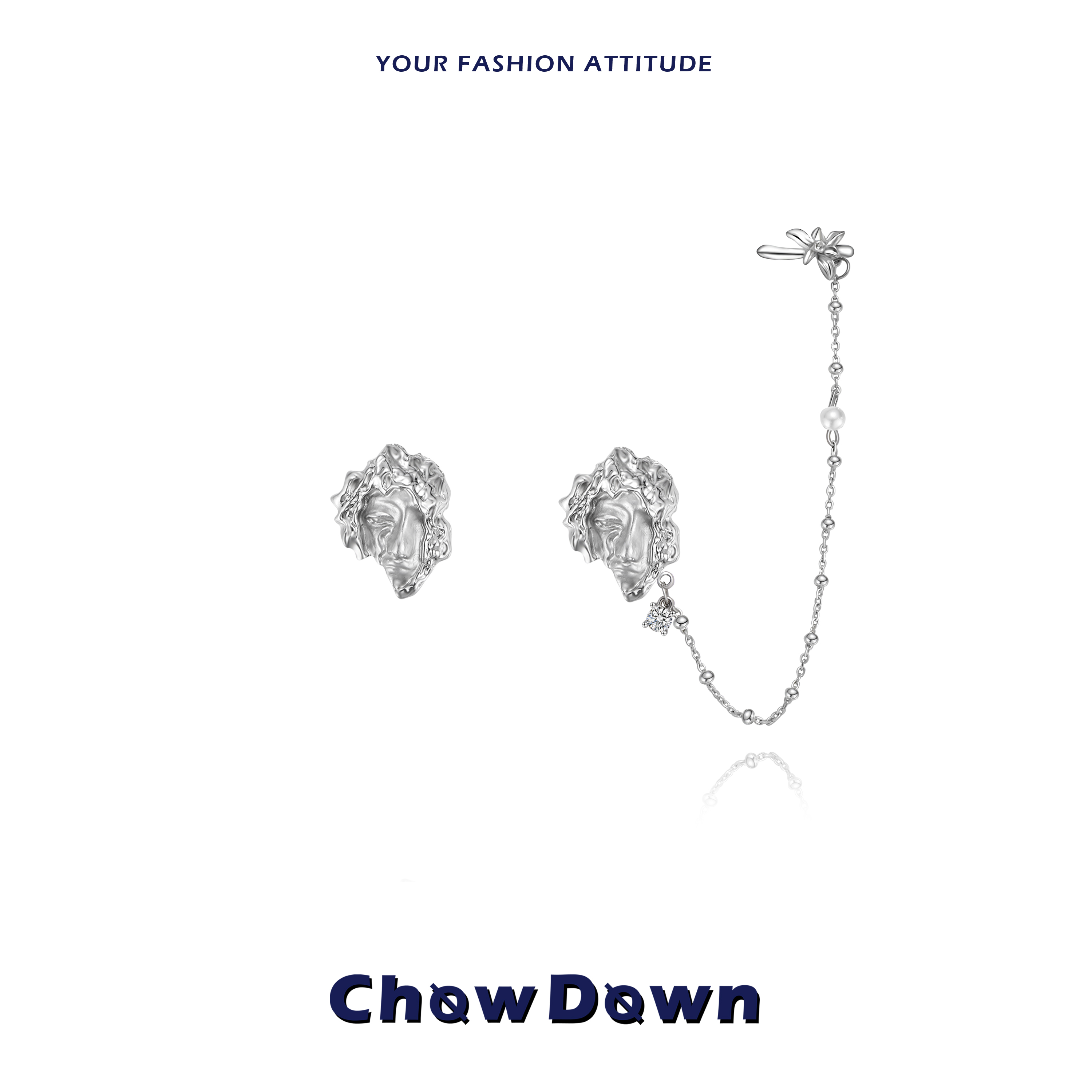 CHOWDOWN原创复古金属重工耳钉